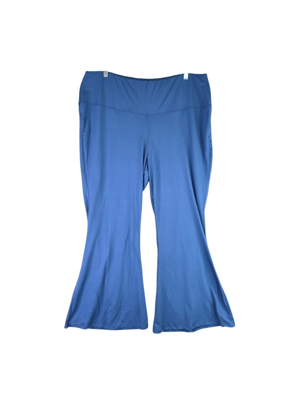 Womens Blue Flared Stretch Pants Elastic Waist Polyester Blend Stretch 4XL